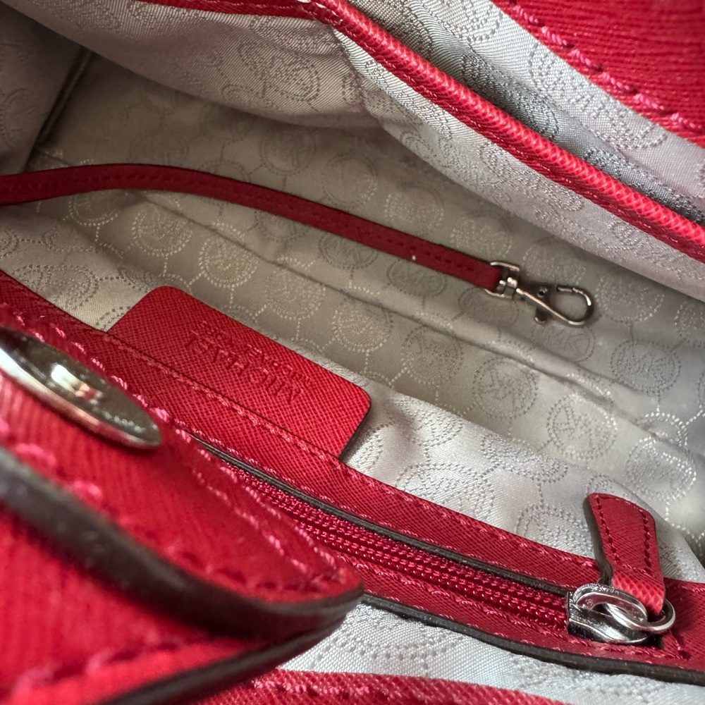 Michael Kors “Hamilton” Medium Saffiano Satchel - Cherry Red - Picture 6 of 9